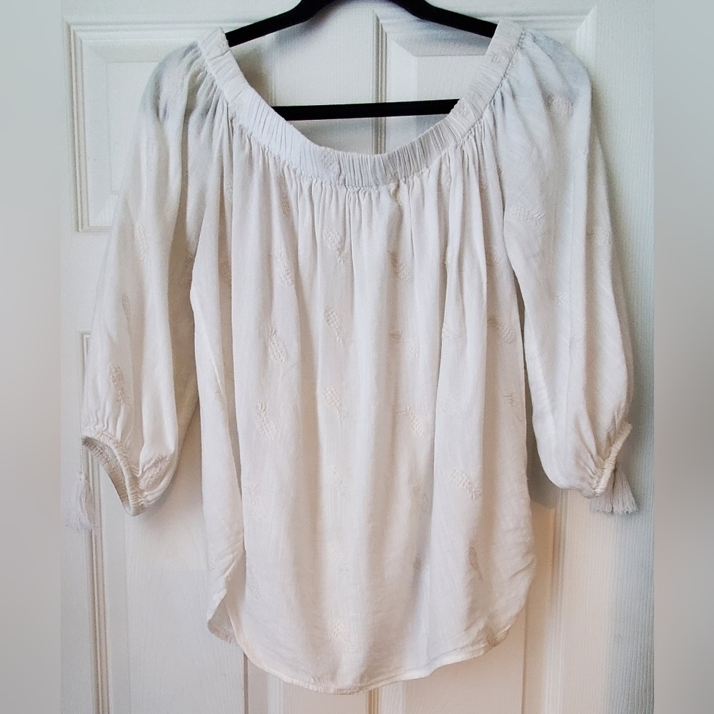 Old Navy Women's Off-Shoulder White Peasant Top Size M - Picture 2 of 5
